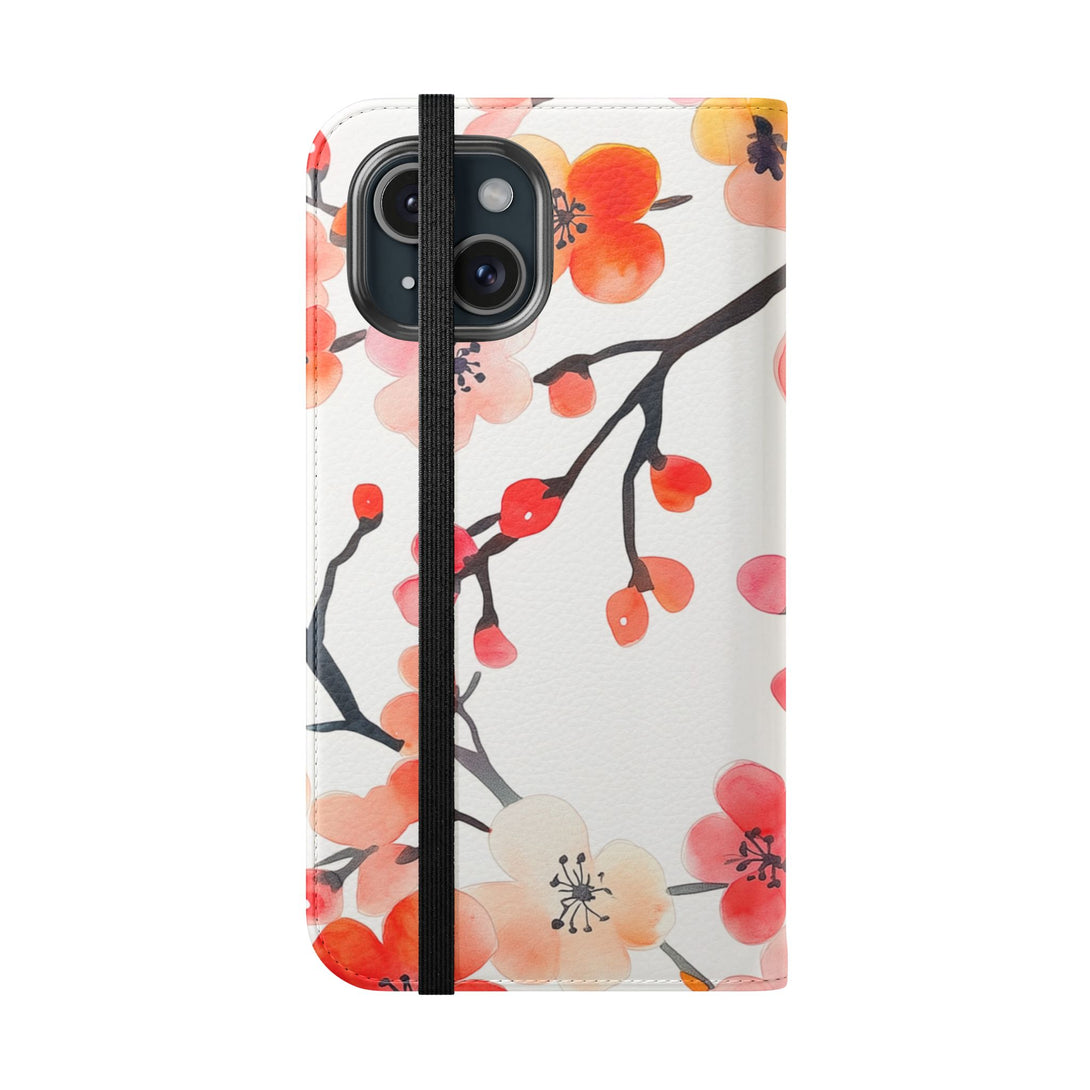 Red Floral Phone Folio Case
