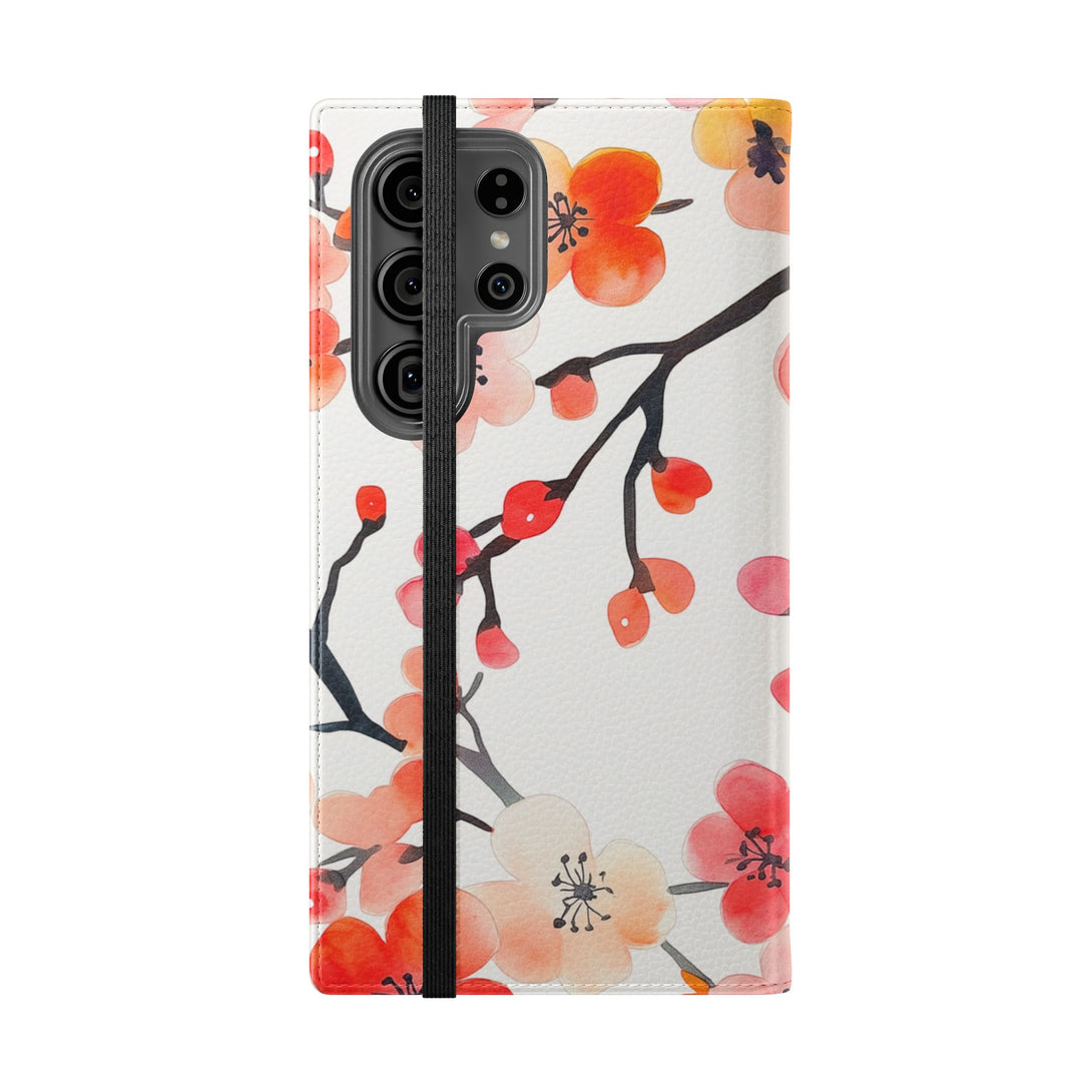Red Floral Phone Folio Case