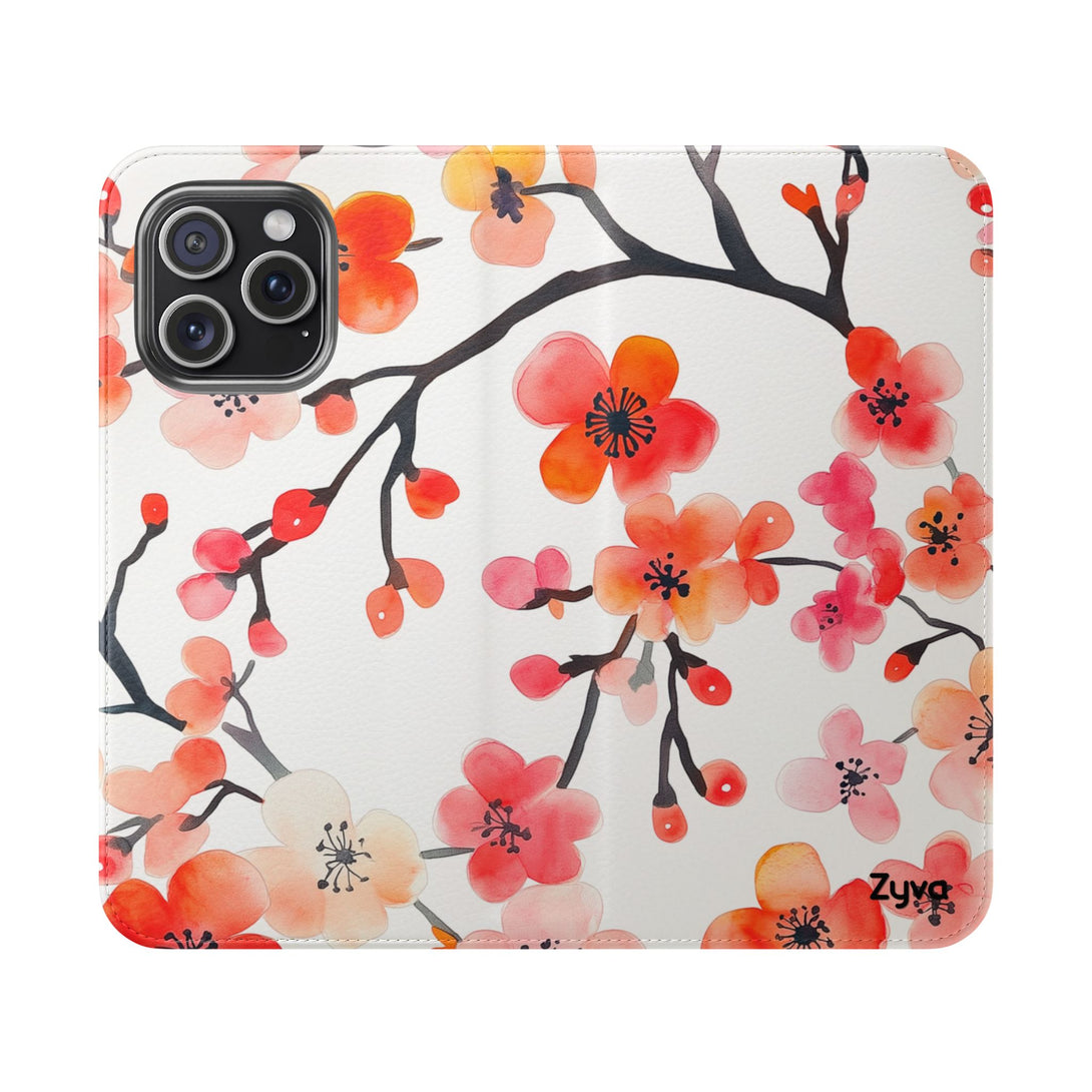 Red Floral Phone Folio Case