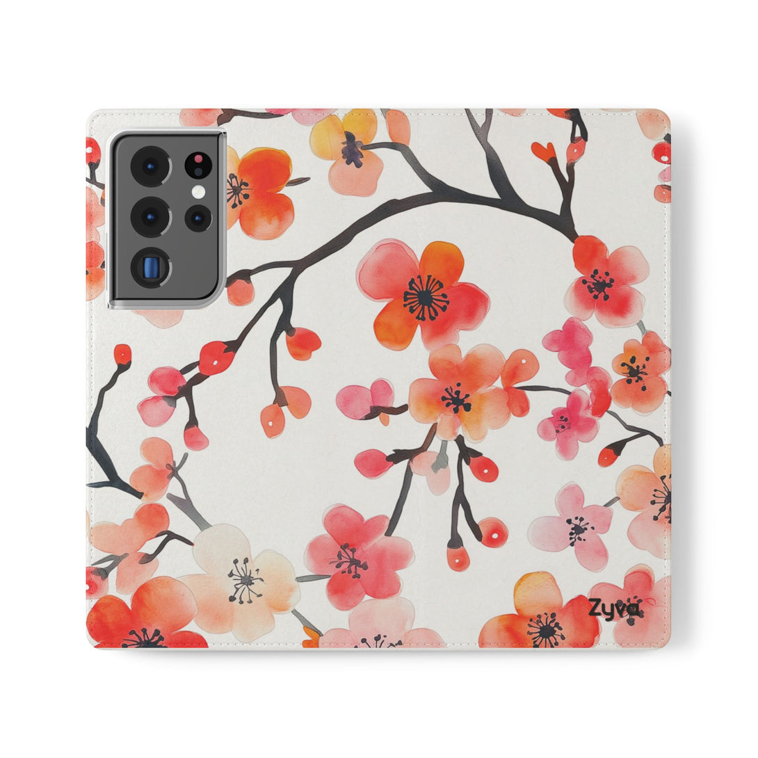Red Floral Phone Folio Case