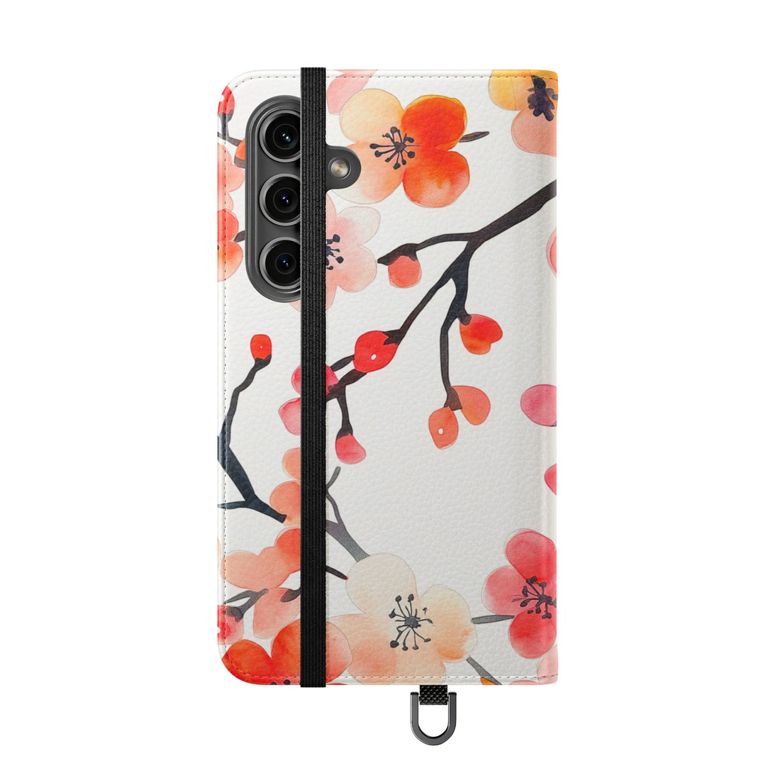 Red Floral Phone Folio Case