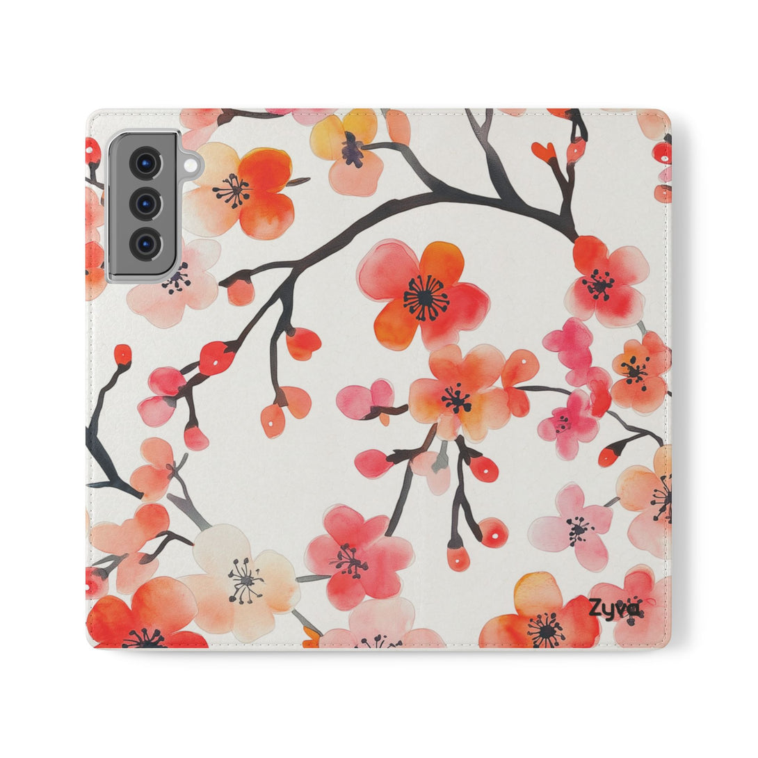 Red Floral Phone Folio Case