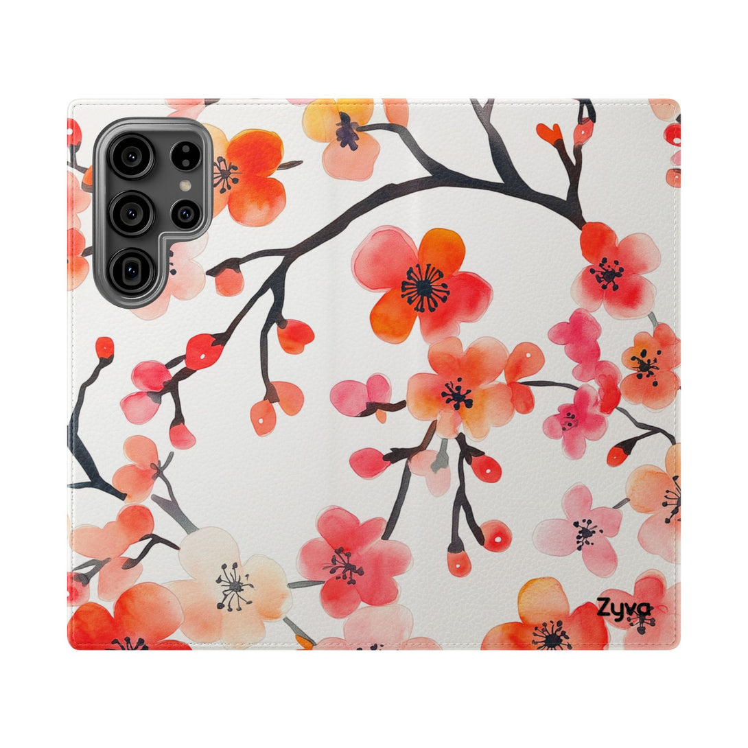 Red Floral Phone Folio Case
