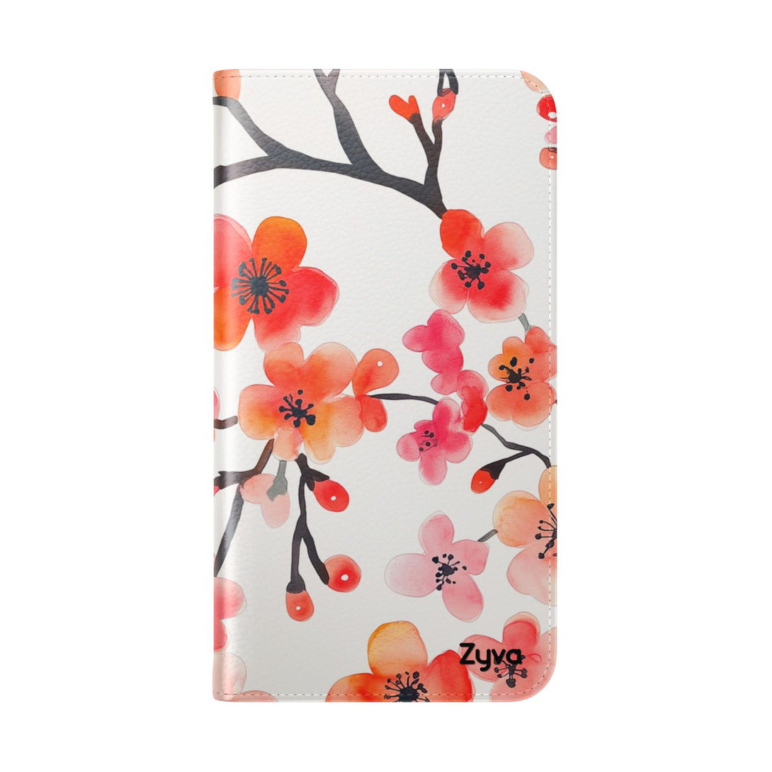 Red Floral Phone Folio Case