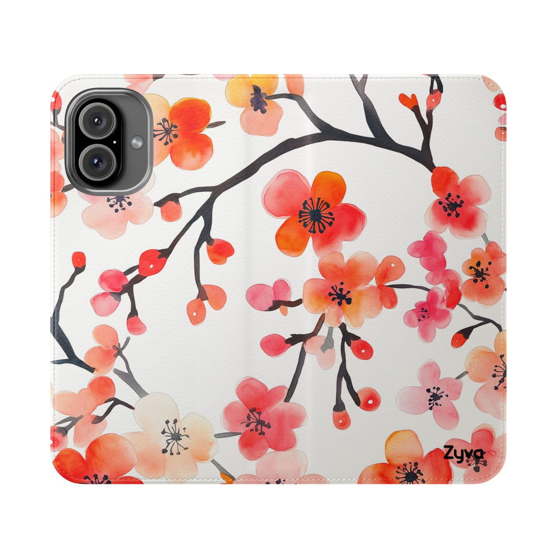Red Floral Phone Folio Case