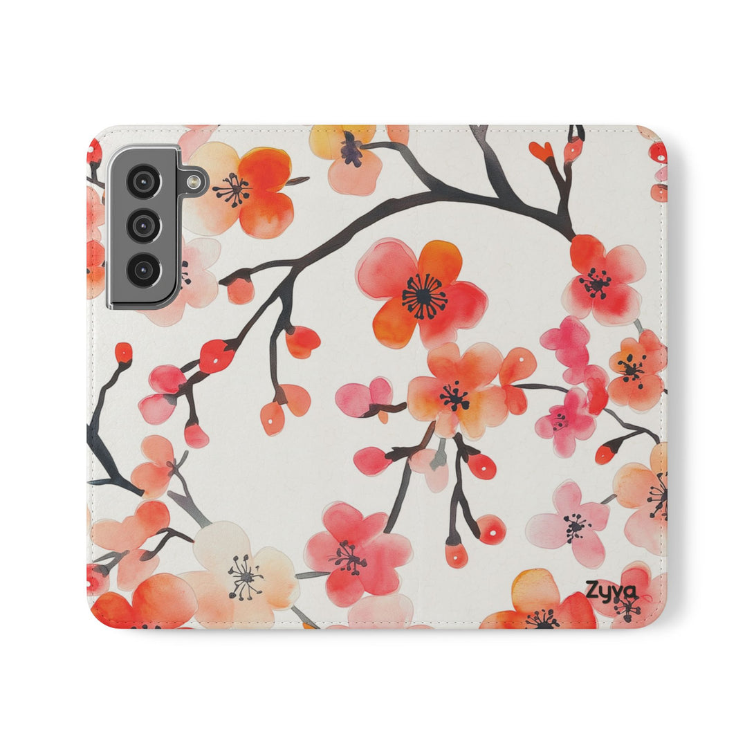 Red Floral Phone Folio Case