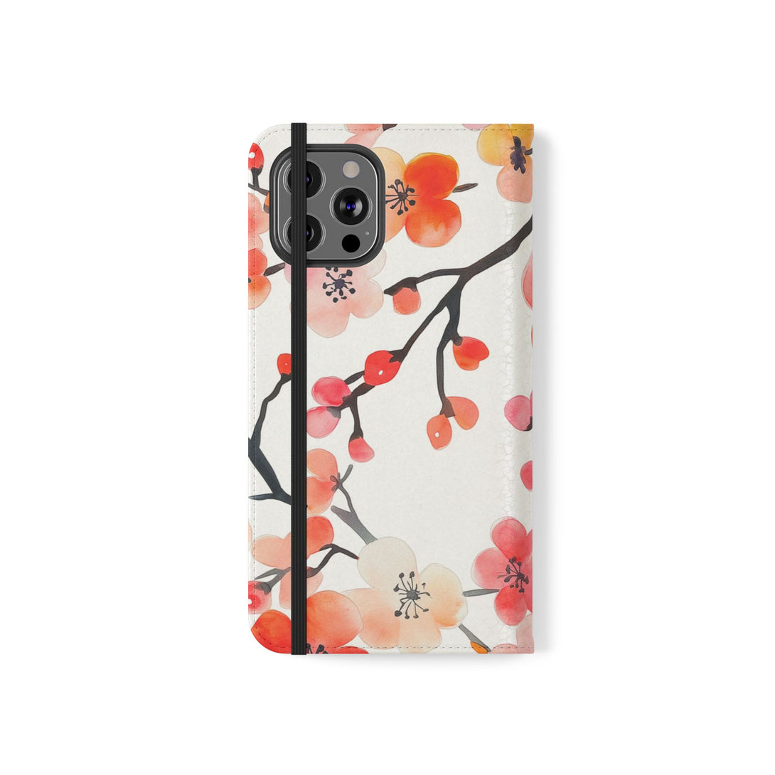Red Floral Phone Folio Case