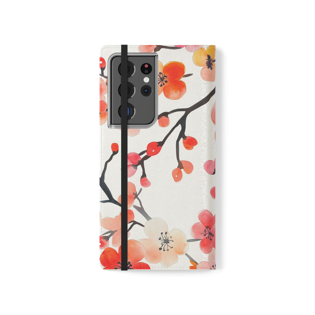 Red Floral Phone Folio Case