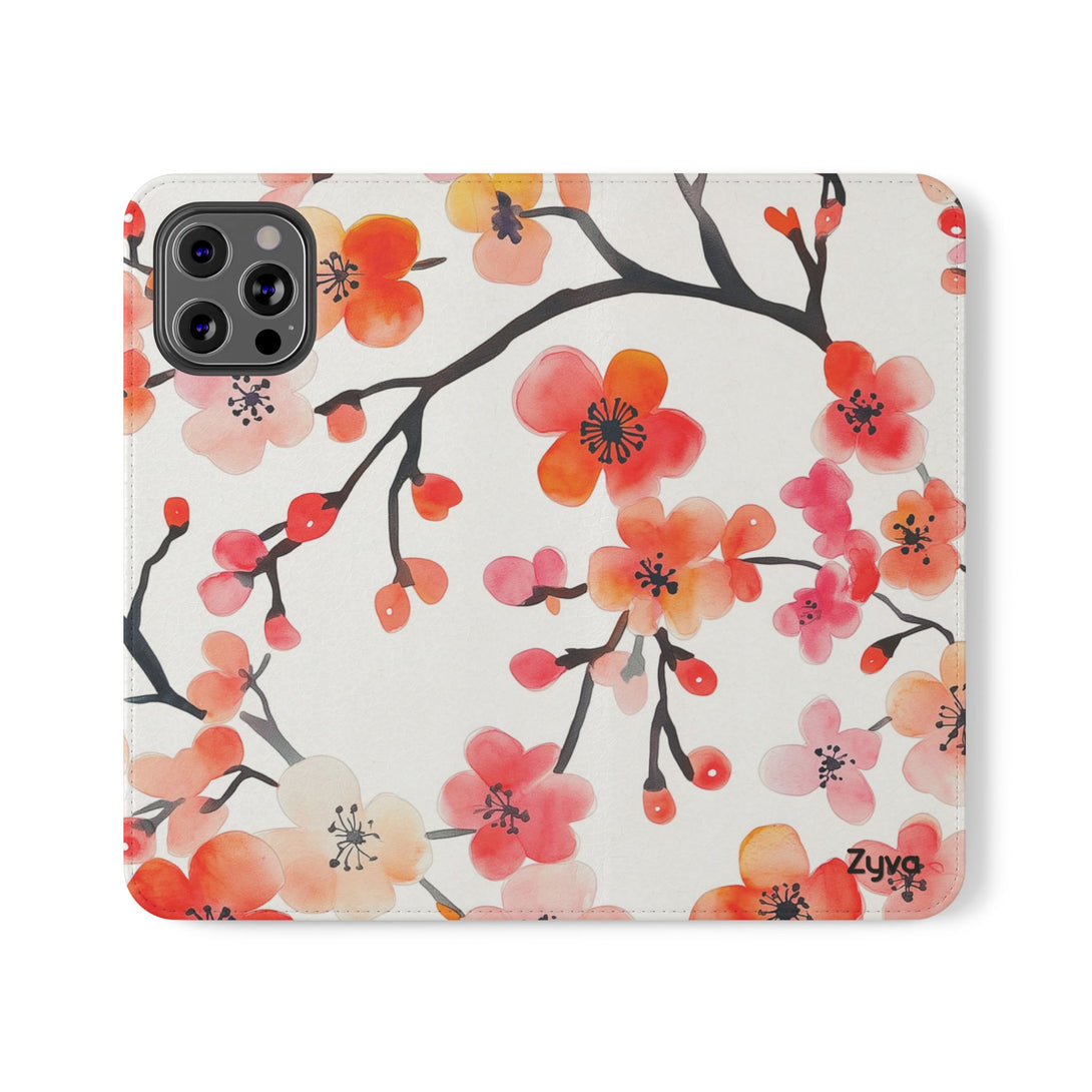 Red Floral Phone Folio Case