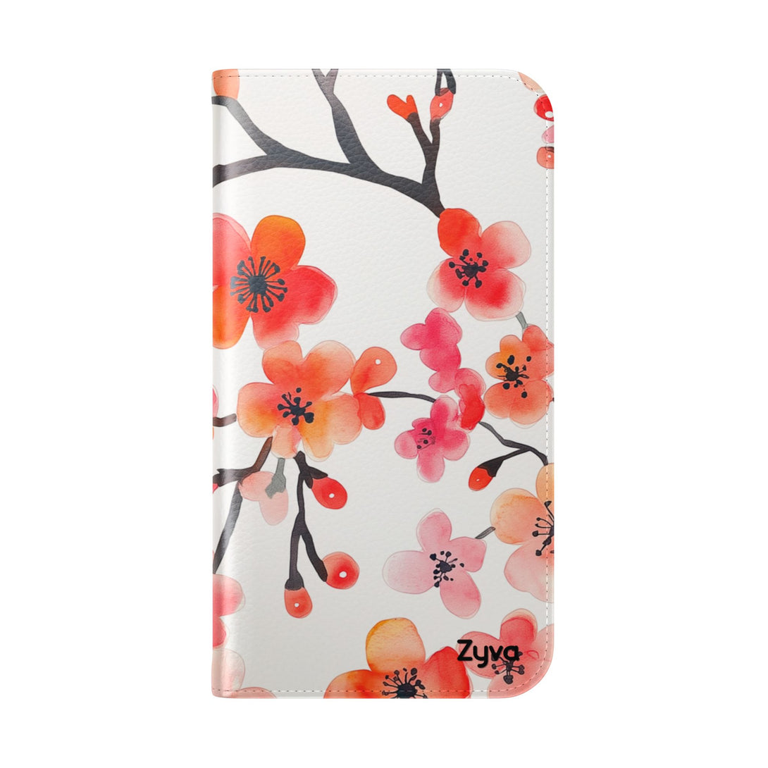 Red Floral Phone Folio Case