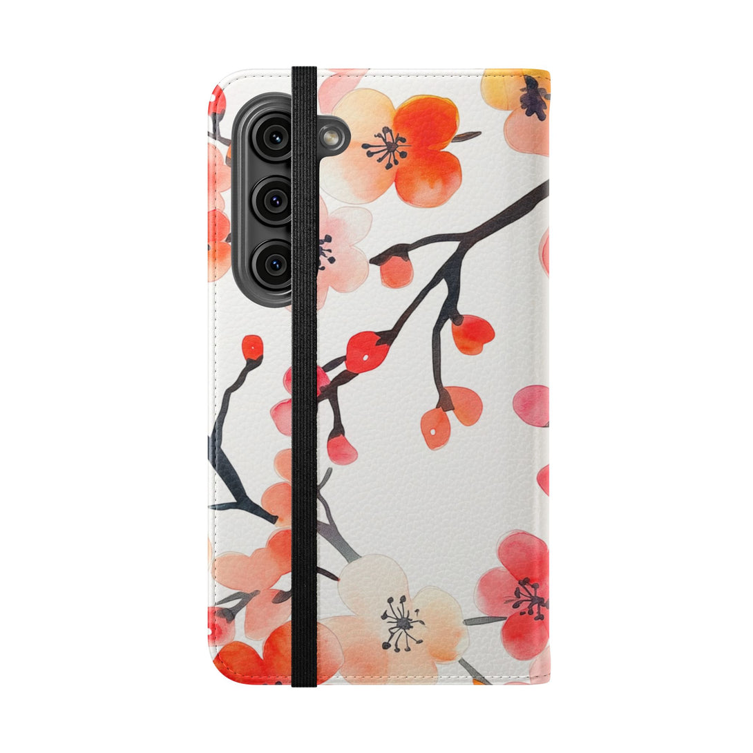 Red Floral Phone Folio Case