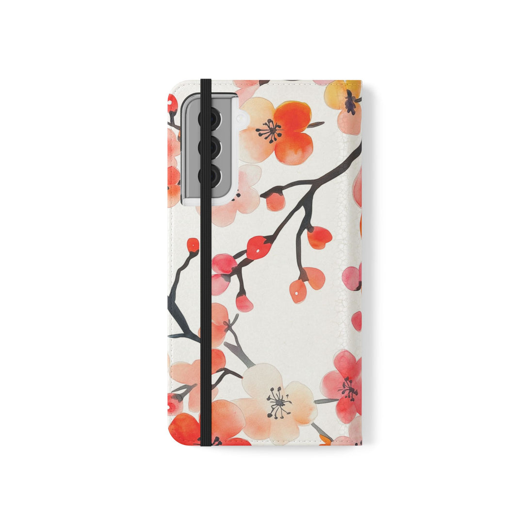 Red Floral Phone Folio Case