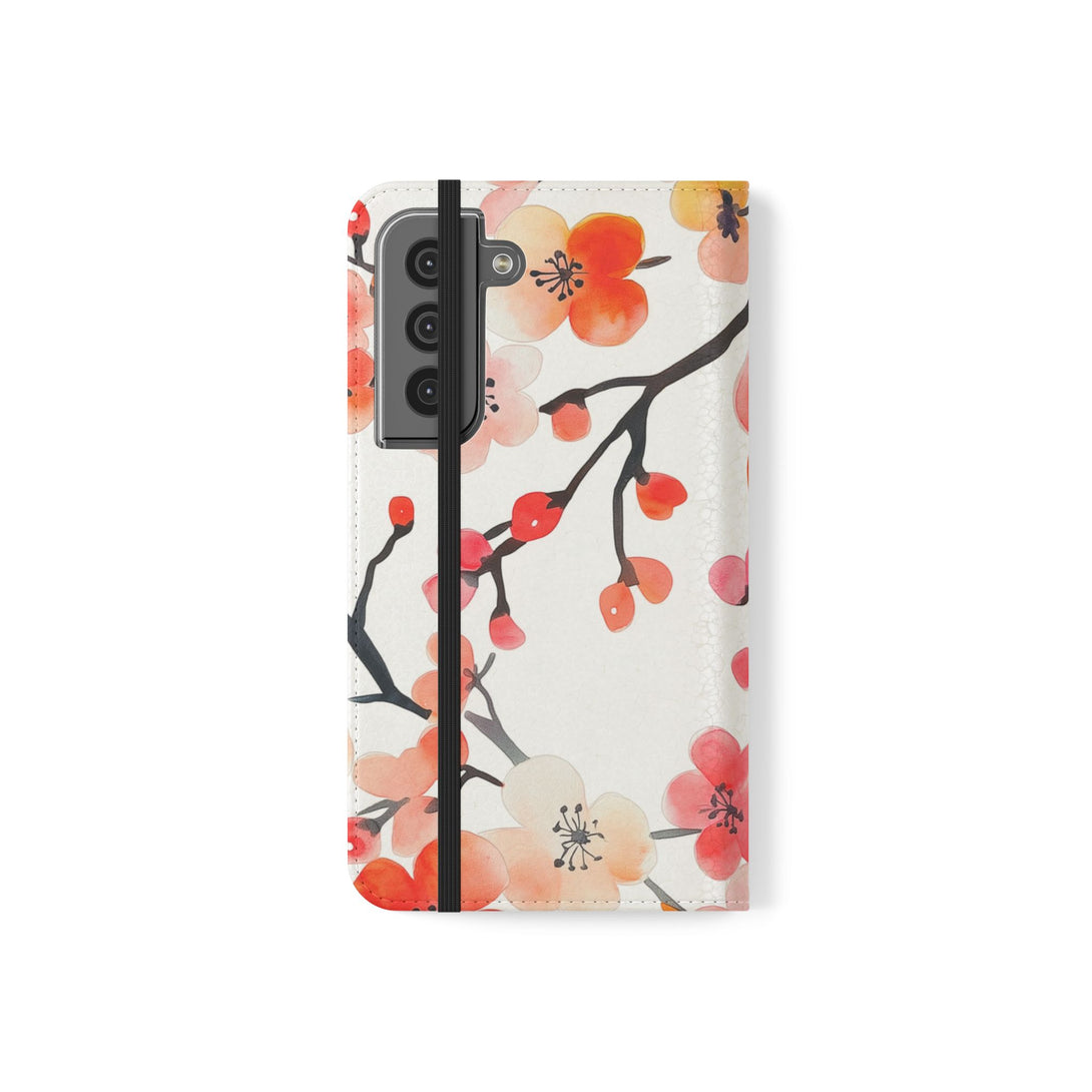 Red Floral Phone Folio Case