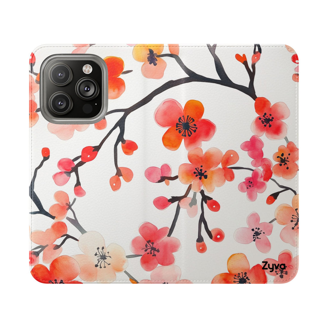 Red Floral Phone Folio Case