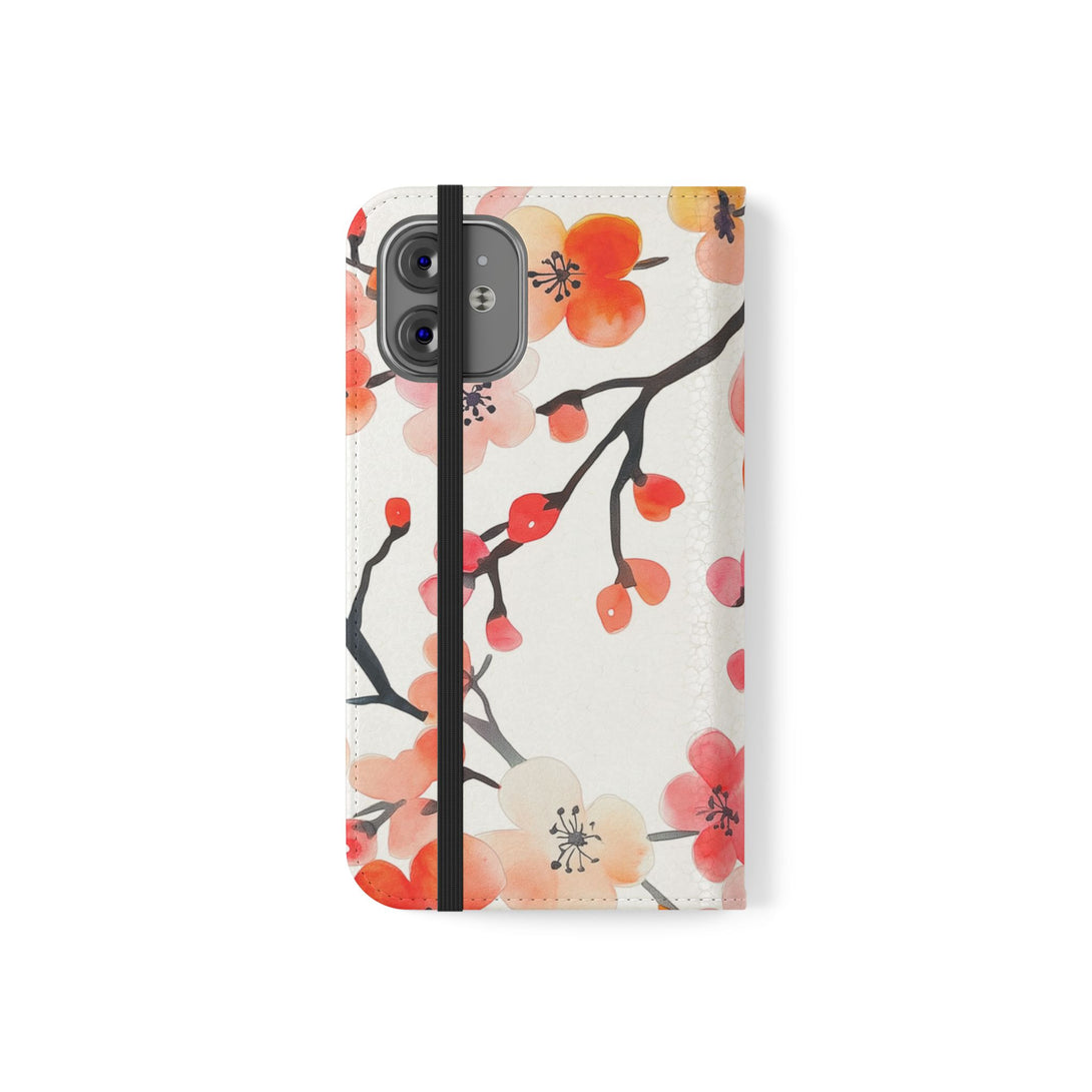 Red Floral Phone Folio Case