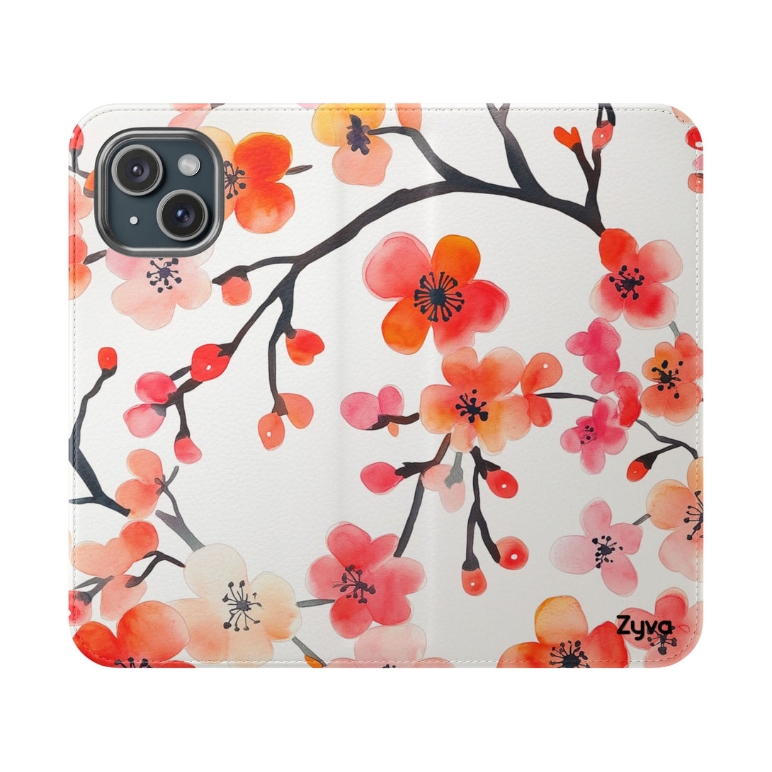 Red Floral Phone Folio Case