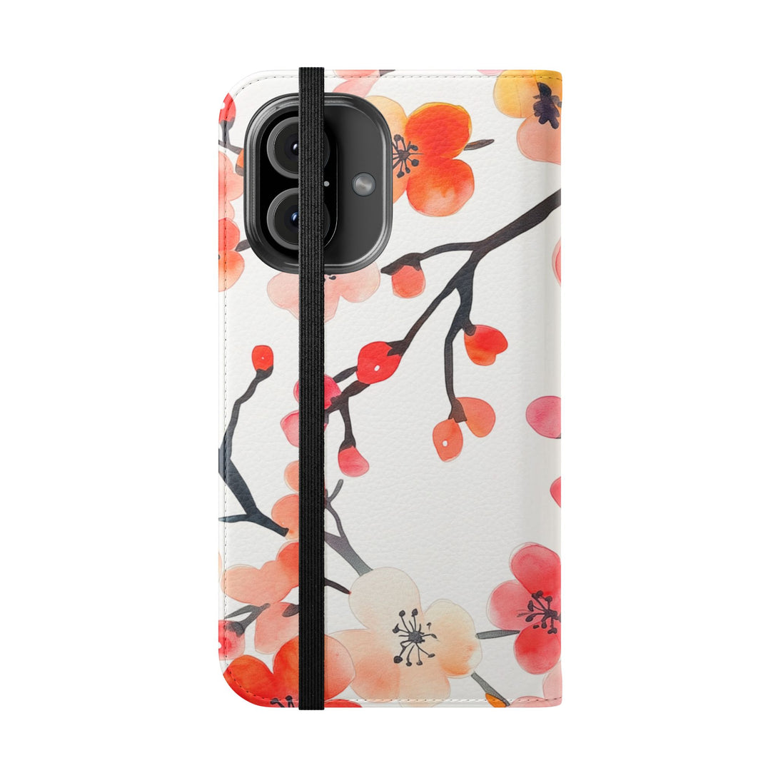 Red Floral Phone Folio Case