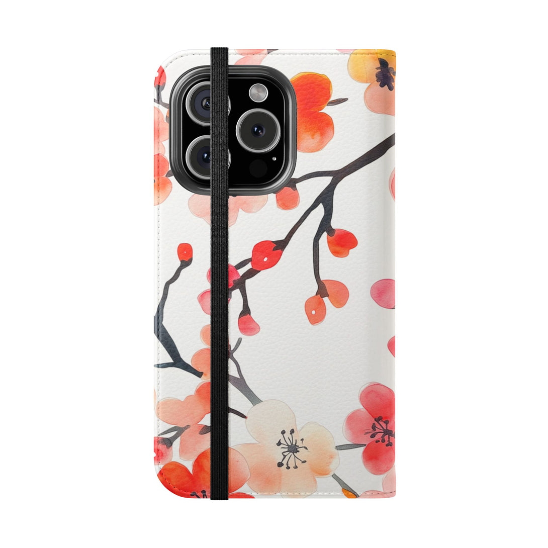 Red Floral Phone Folio Case