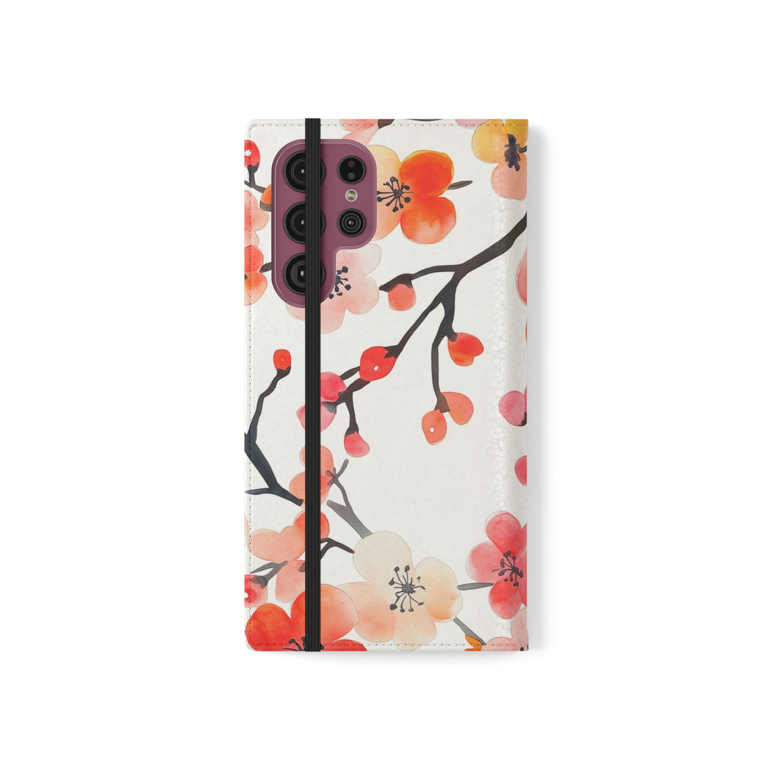Red Floral Phone Folio Case