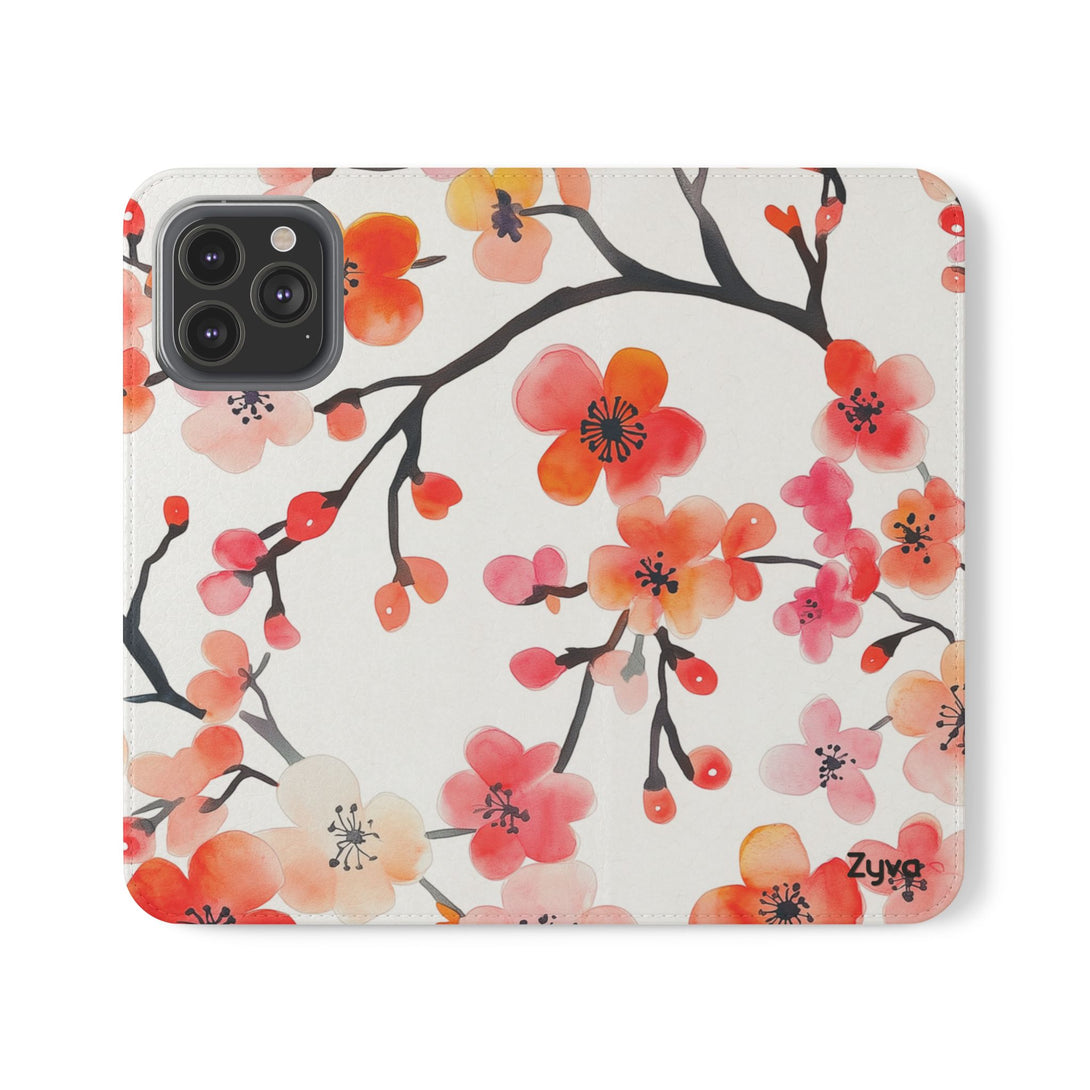 Red Floral Phone Folio Case