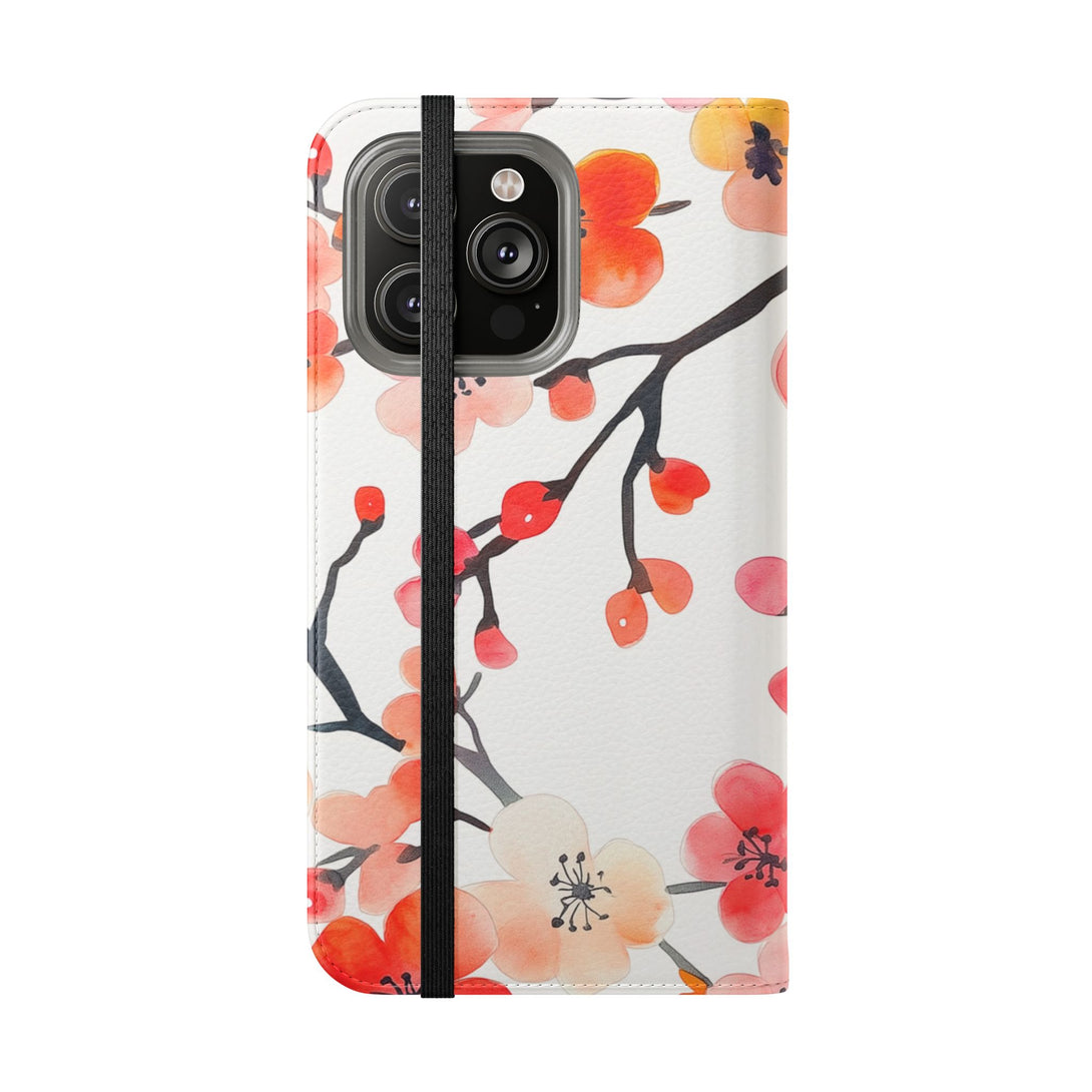 Red Floral Phone Folio Case