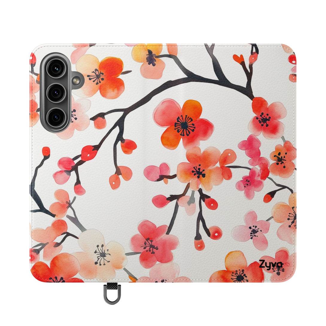 Red Floral Phone Folio Case