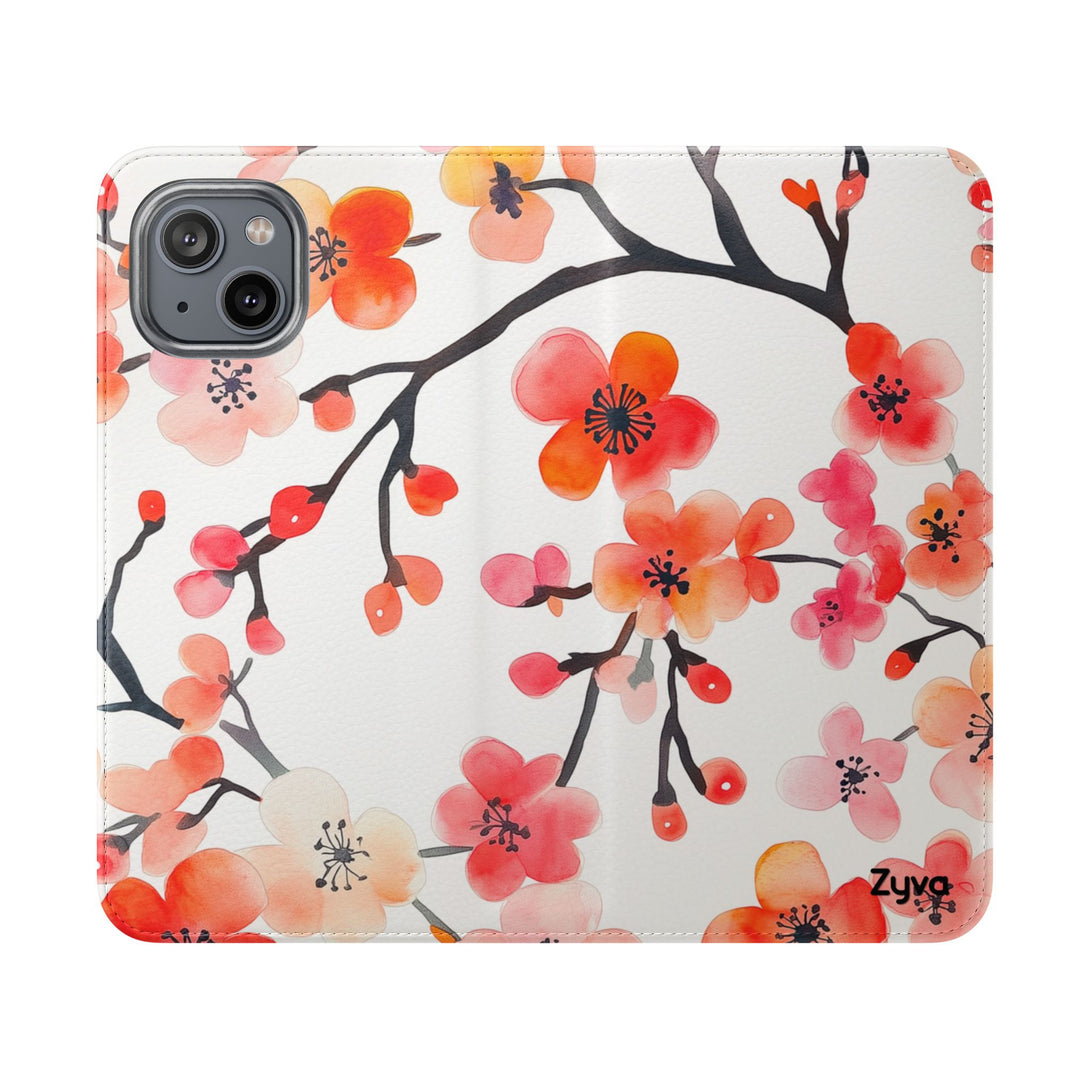 Red Floral Phone Folio Case