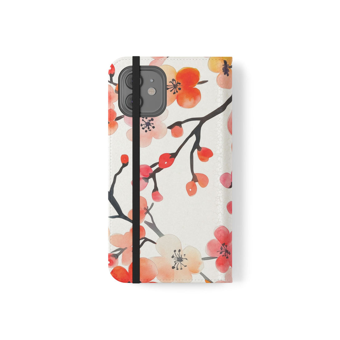 Red Floral Phone Folio Case