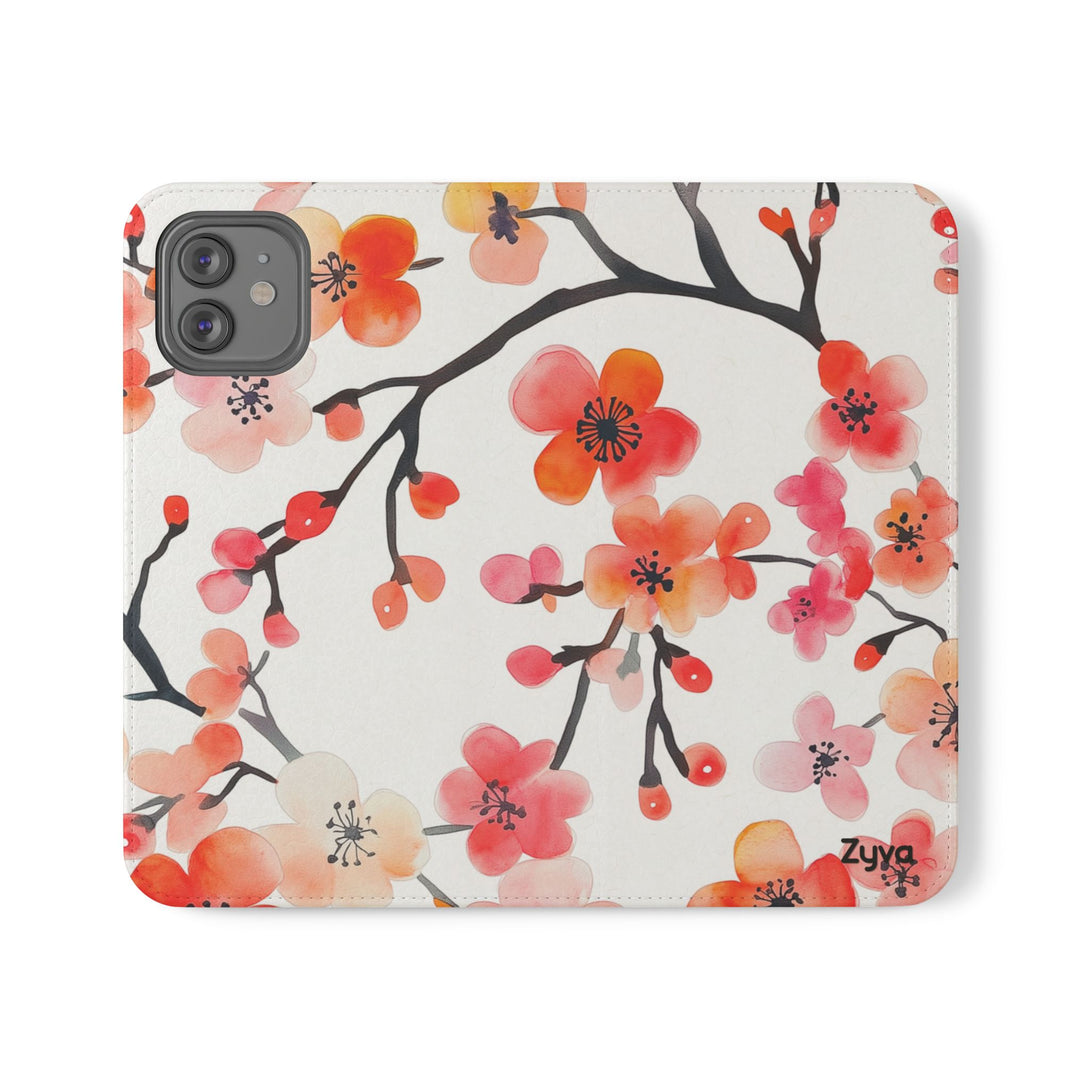 Red Floral Phone Folio Case