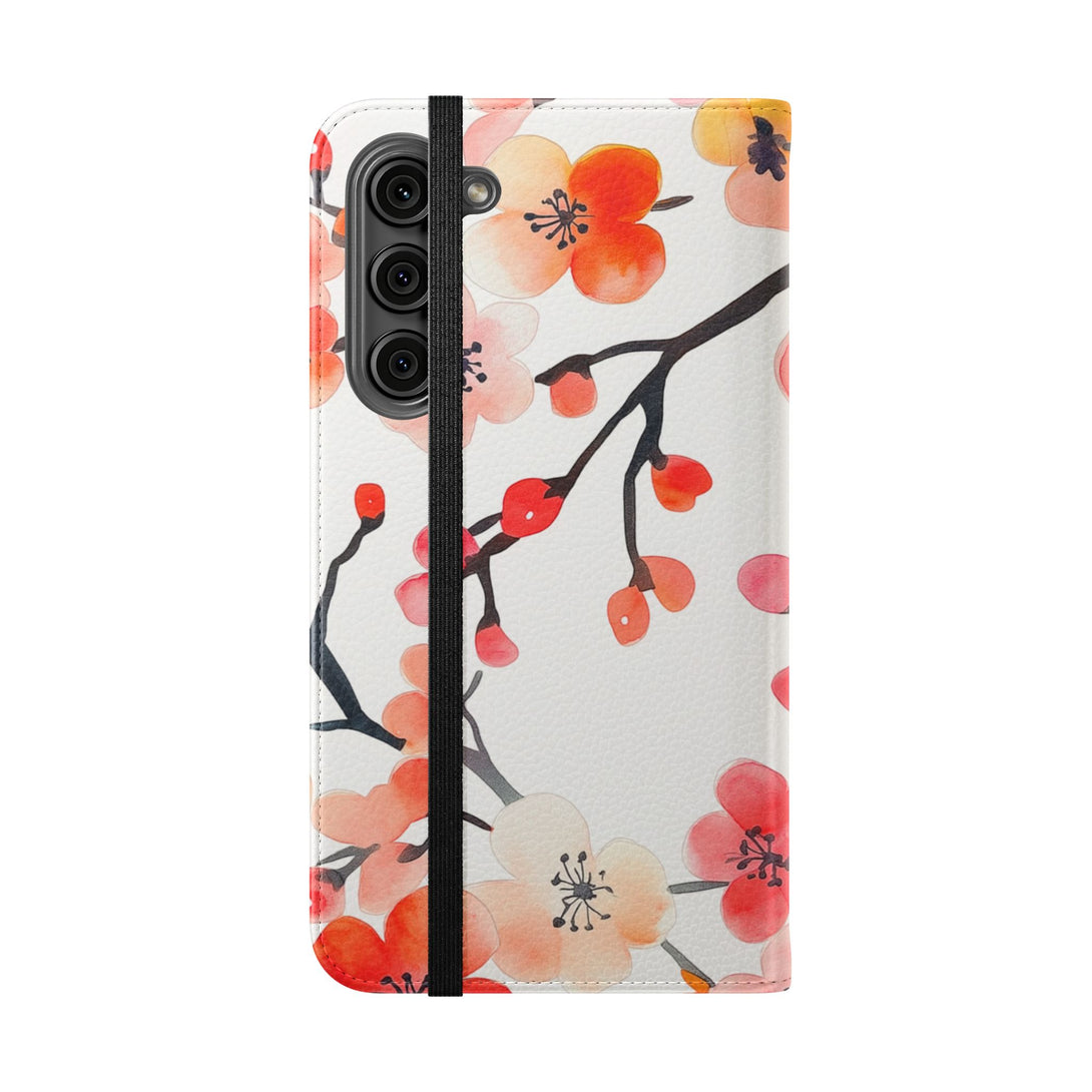 Red Floral Phone Folio Case