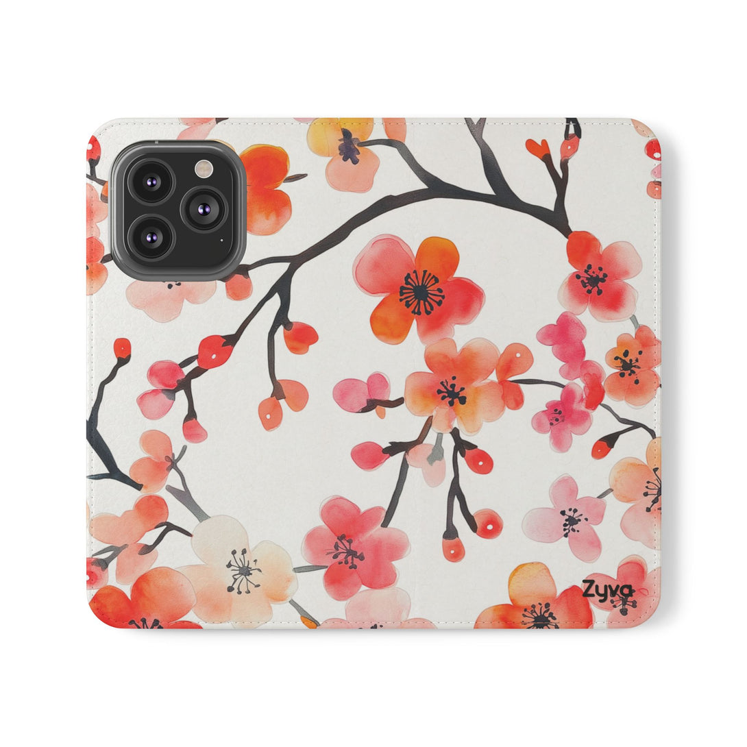 Red Floral Phone Folio Case