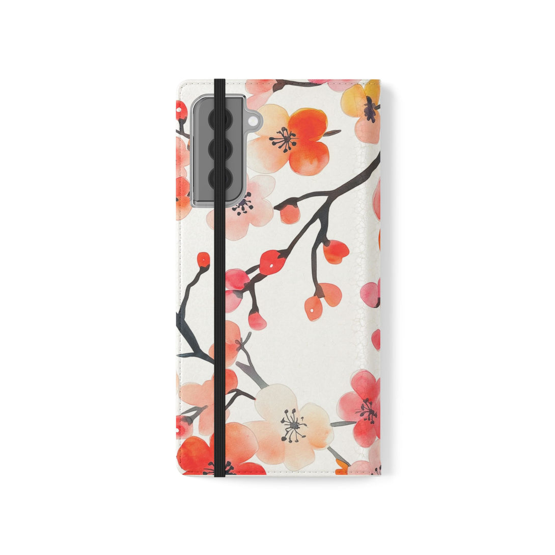 Red Floral Phone Folio Case