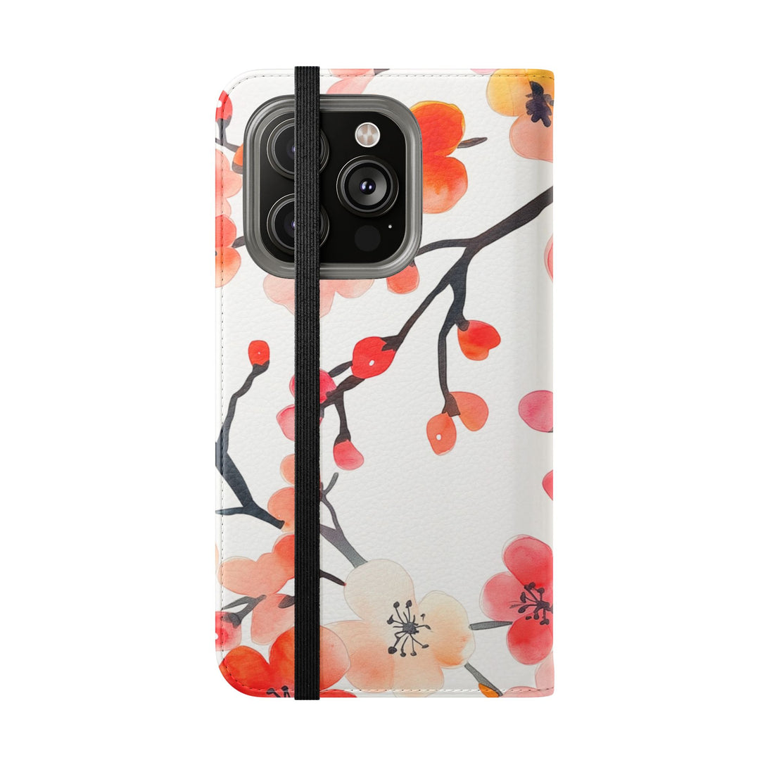 Red Floral Phone Folio Case