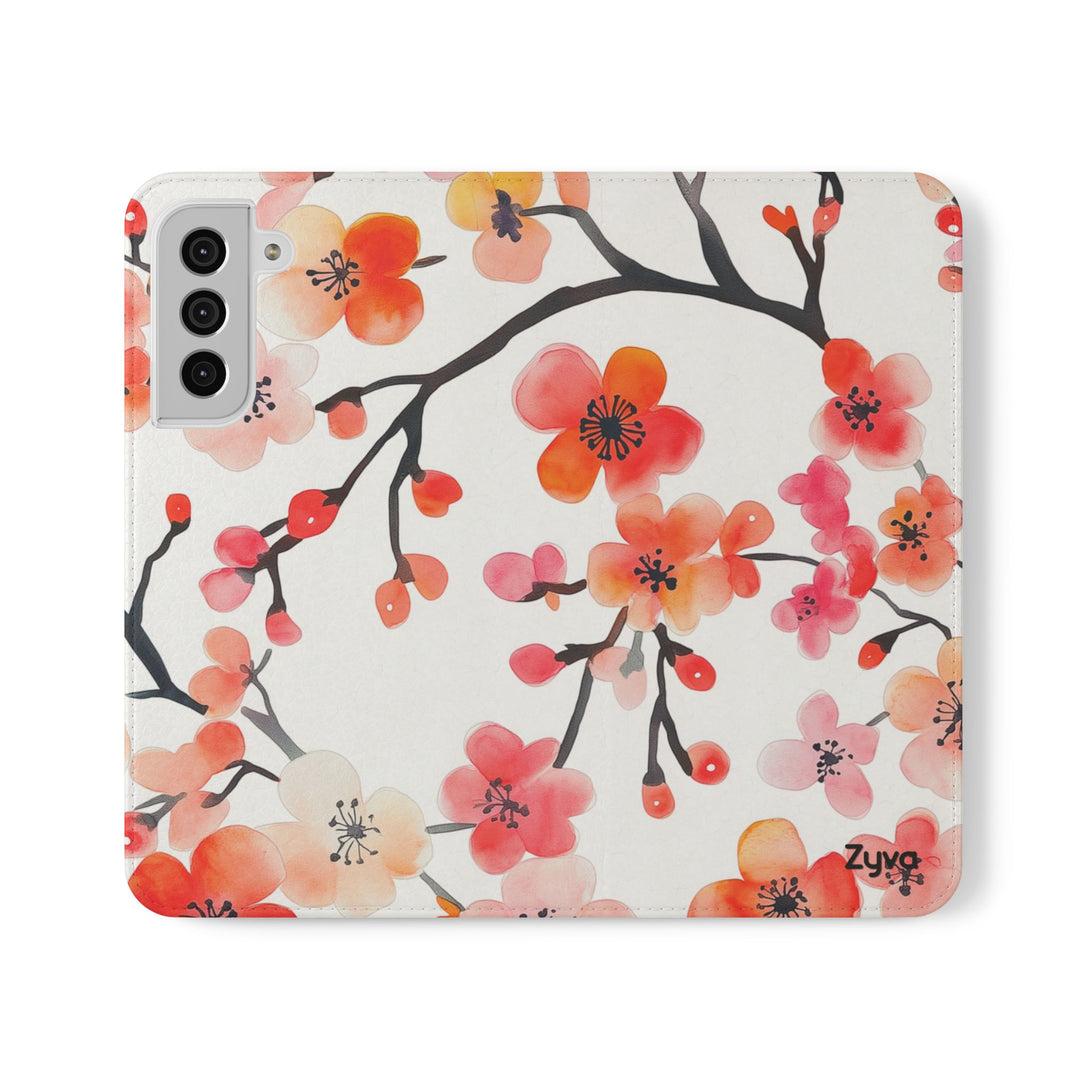 Red Floral Phone Folio Case
