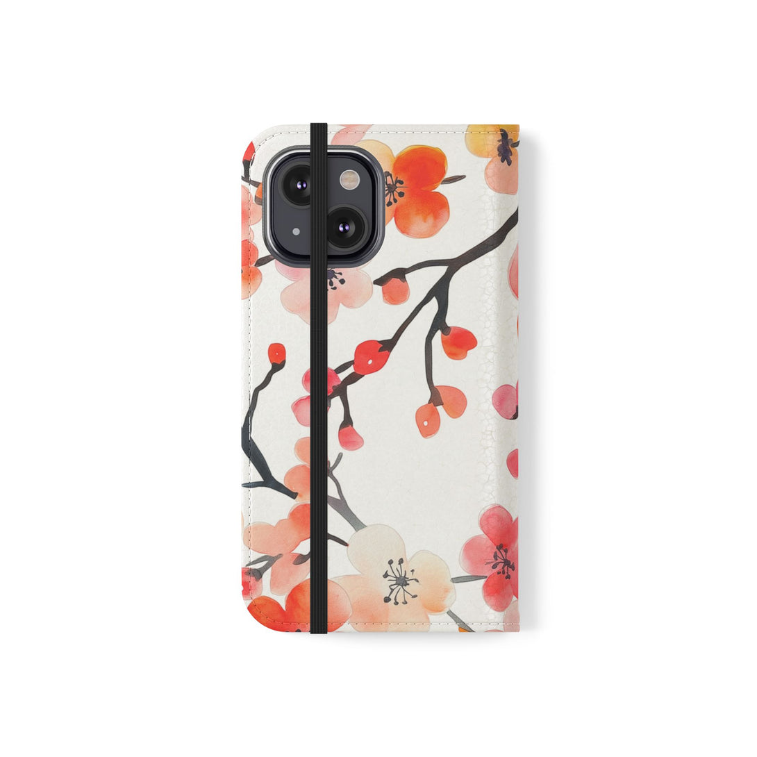 Red Floral Phone Folio Case