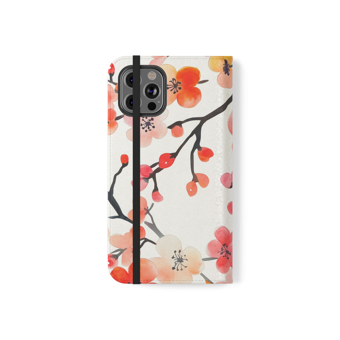 Red Floral Phone Folio Case