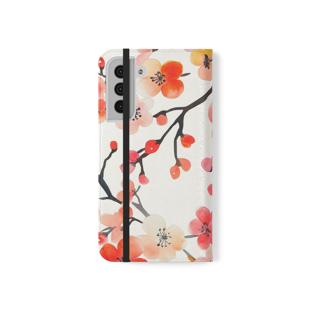 Red Floral Phone Folio Case