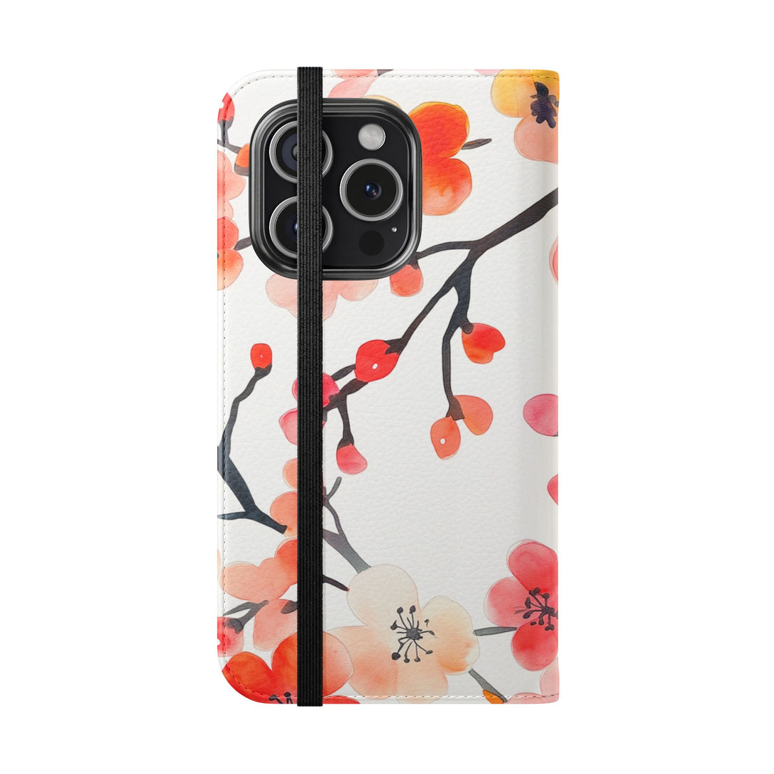 Red Floral Phone Folio Case