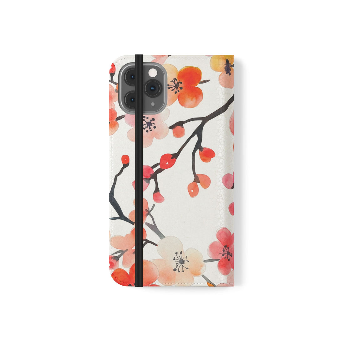 Red Floral Phone Folio Case