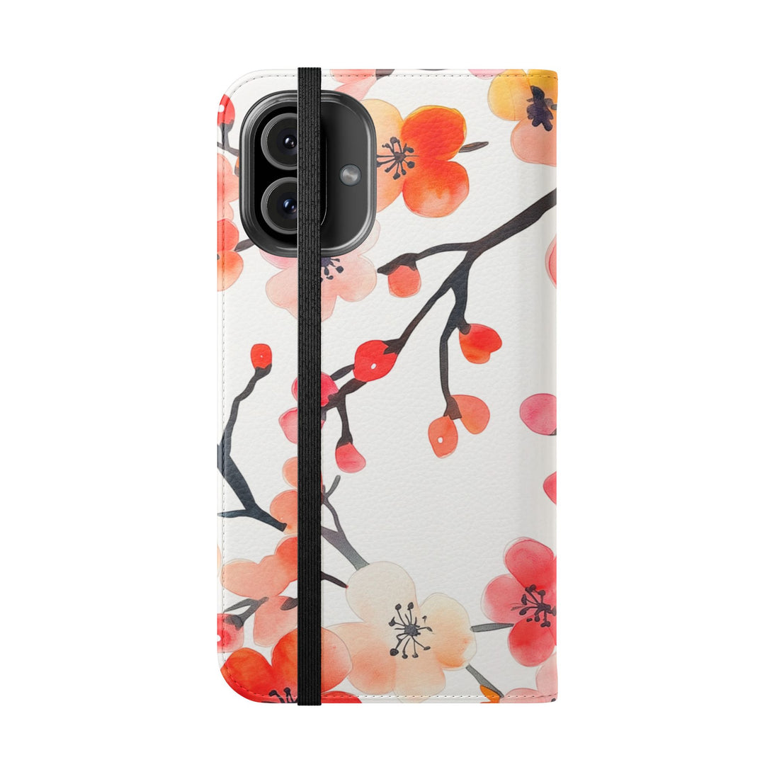 Red Floral Phone Folio Case